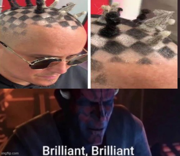 A brilliant hairdo if I say so myself. | image tagged in maul brilliant brilliant,chess | made w/ Imgflip meme maker