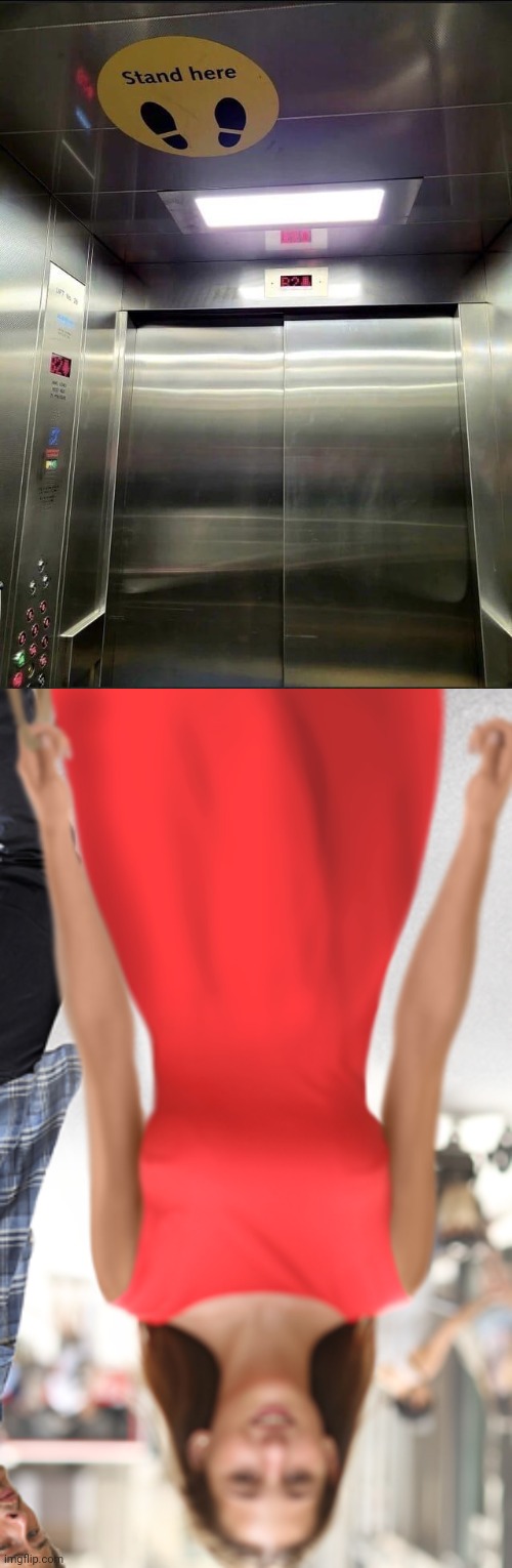 Stand here | image tagged in upside down,memes,meme,upside-down,elevators,elevator | made w/ Imgflip meme maker