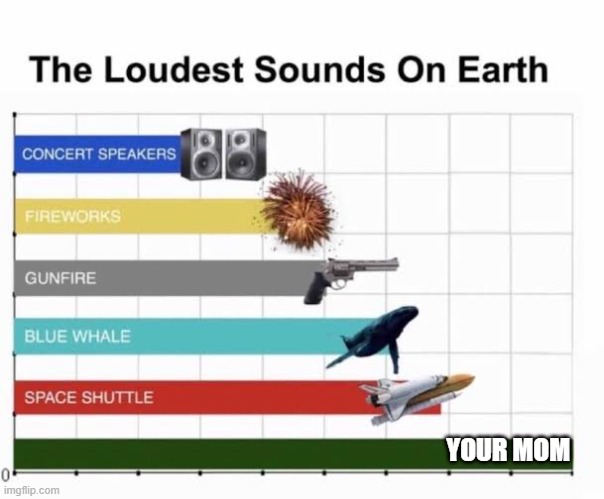 The Loudest Sounds on Earth | YOUR MOM | image tagged in the loudest sounds on earth | made w/ Imgflip meme maker