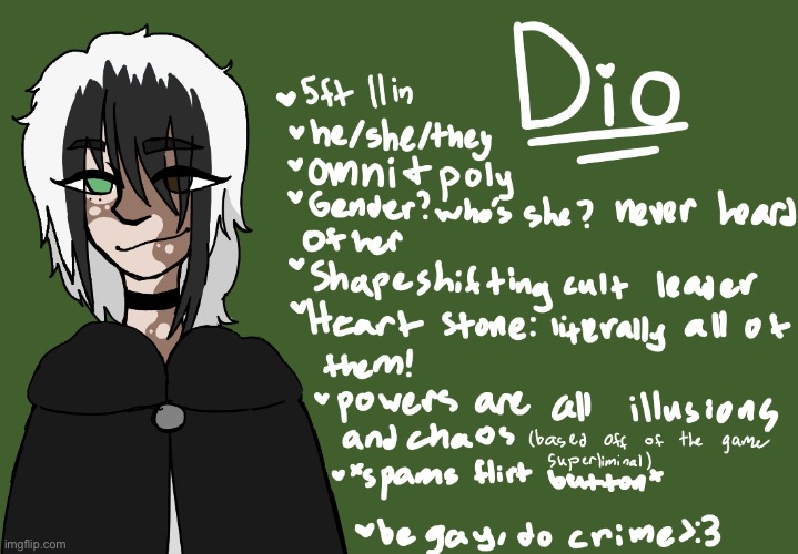 Cult of Aelia’s leader, Dio | image tagged in no jojo jokes here his name is a reference to dionysus | made w/ Imgflip meme maker