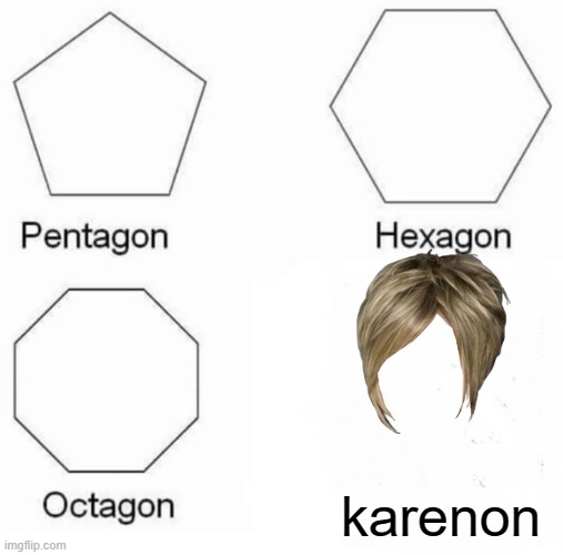 Pentagon Hexagon Octagon | karenon | image tagged in memes,pentagon hexagon octagon | made w/ Imgflip meme maker