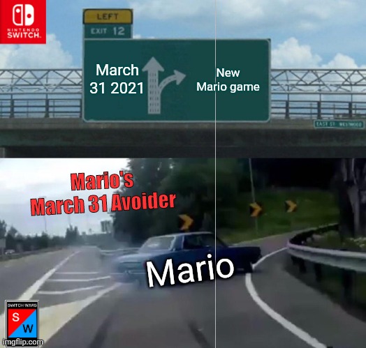 Mario the March 31 Avoider | March 31 2021; New Mario game; Mario's March 31 Avoider; Mario | image tagged in super mario,mario kart | made w/ Imgflip meme maker