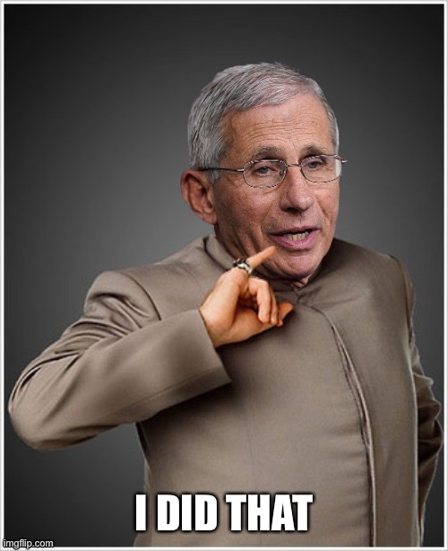 Dr Evil Fauci | I DID THAT | image tagged in dr evil fauci | made w/ Imgflip meme maker
