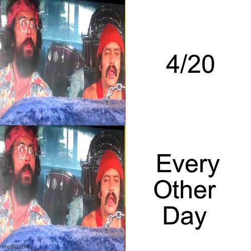 Cheech and Chong Hotline Bling |  4/20; Every
Other 
Day | image tagged in drake hotline bling,memes,happy 420,cheech and chong,smoke weed everyday,another one | made w/ Imgflip meme maker