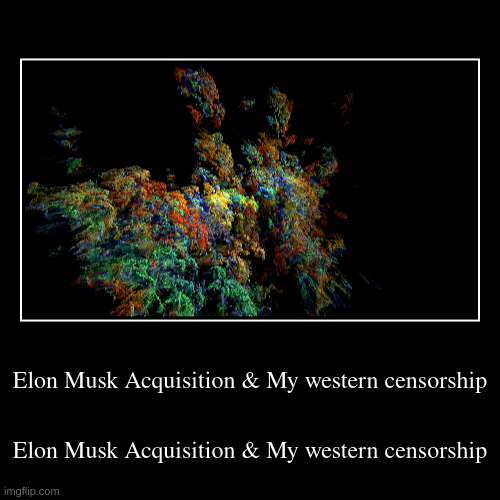 Elon Musk Acquisition & My western censorship | image tagged in musk,censorship,west,esotericism | made w/ Imgflip demotivational maker
