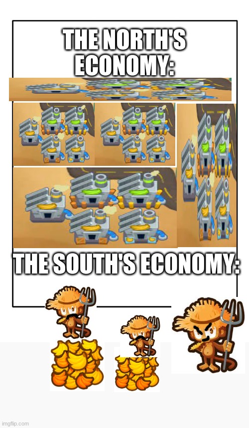 if you get this, you get this | THE NORTH'S ECONOMY:; THE SOUTH'S ECONOMY: | image tagged in blank template | made w/ Imgflip meme maker