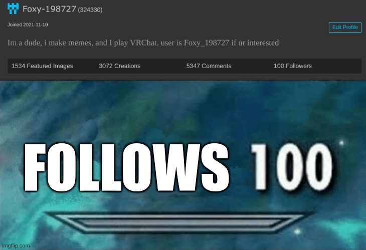 Thank you for 100 followers. | FOLLOWS | image tagged in skyrim skill meme | made w/ Imgflip meme maker