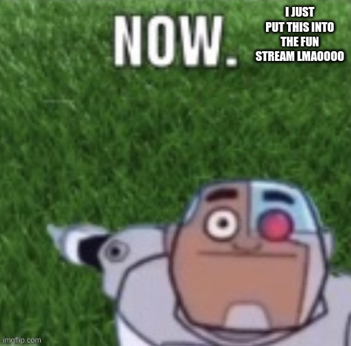 Grass. Now. | I JUST PUT THIS INTO THE FUN STREAM LMAOOOO | image tagged in grass now | made w/ Imgflip meme maker