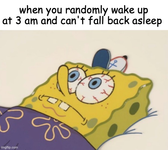 just lay there and hope you fall asleap | when you randomly wake up at 3 am and can't fall back asleep | image tagged in funny,fun,memes,spongebob,sleeping shaq | made w/ Imgflip meme maker