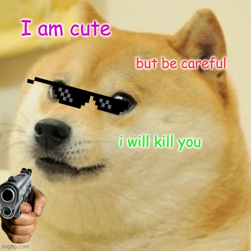 Doge Meme | I am cute; but be careful; i will kill you | image tagged in memes,doge | made w/ Imgflip meme maker