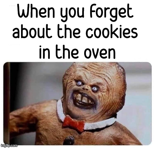 When you forget 
about the cookies 
in the oven | image tagged in cursed image | made w/ Imgflip meme maker