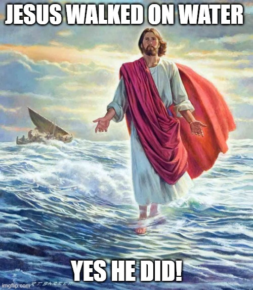 Walking on Water | JESUS WALKED ON WATER; YES HE DID! | image tagged in walking on water | made w/ Imgflip meme maker