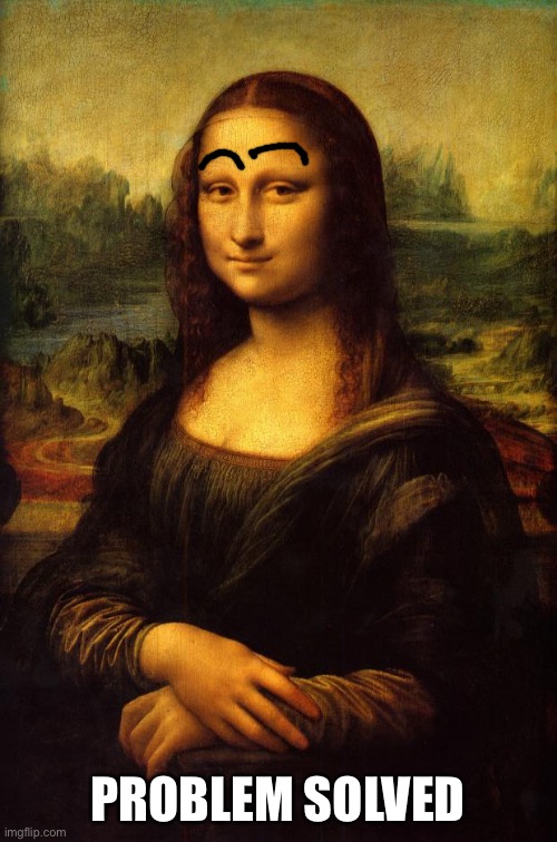 The Mona Lisa | PROBLEM SOLVED | image tagged in the mona lisa | made w/ Imgflip meme maker