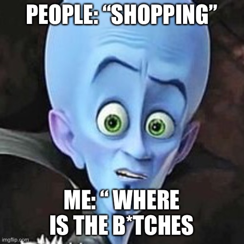 Where | PEOPLE: “SHOPPING” ME: “ WHERE IS THE B*TCHES | image tagged in where | made w/ Imgflip meme maker
