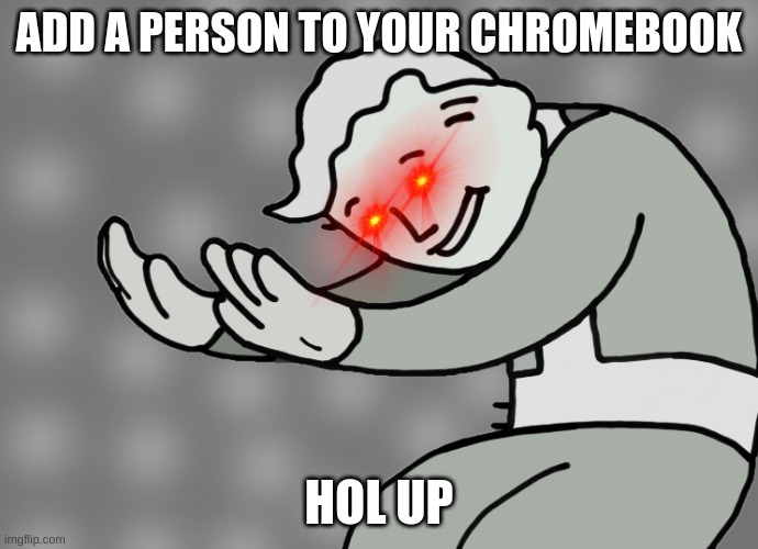 Hol up | ADD A PERSON TO YOUR CHROMEBOOK; HOL UP | image tagged in hol up | made w/ Imgflip meme maker