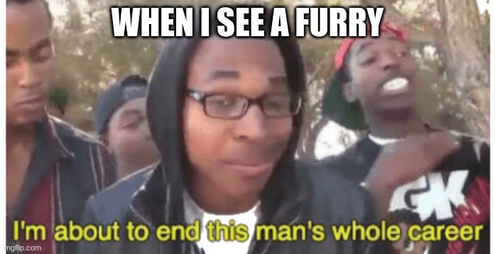 yeah but then i get banned | WHEN I SEE A FURRY | image tagged in i'm gonna end this man's whole career | made w/ Imgflip meme maker