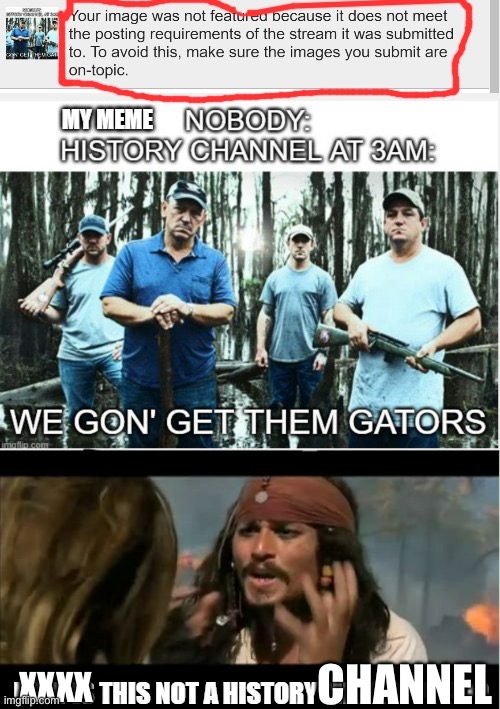 History Channel? | CHANNEL; XXXX | image tagged in history channel,history,tv,tv shows,swamp | made w/ Imgflip meme maker