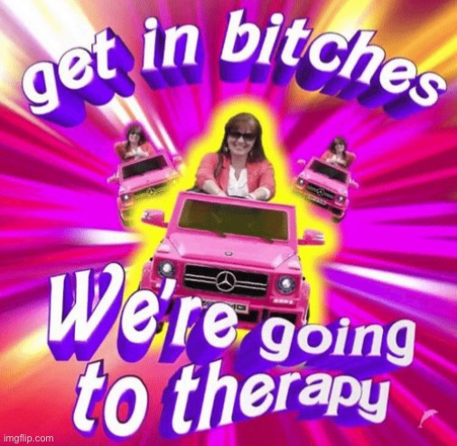 Get in, We’re going to therapy | image tagged in get in we re going to therapy | made w/ Imgflip meme maker