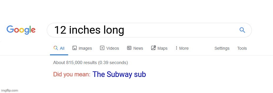 The Subway sub | 12 inches long; The Subway sub | image tagged in did you mean,obvious moment,subway,12 inches,memes,subs | made w/ Imgflip meme maker