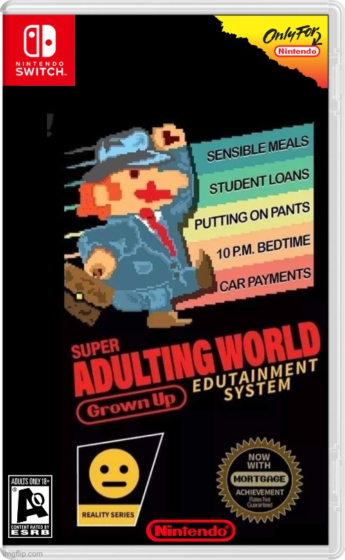 ONLY FOR ADULTS | image tagged in super mario bros,nintendo switch,nintendo,fake switch games | made w/ Imgflip meme maker