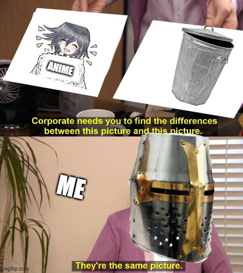anime is garbage |  ANIME; ME | image tagged in they are the same picture,anti anime,anime | made w/ Imgflip meme maker