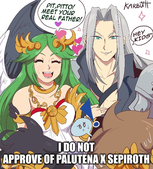 I DO NOT
APPROVE OF PALUTENA X SEPIROTH | made w/ Imgflip meme maker
