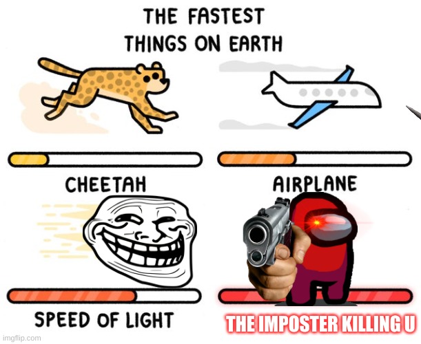 fastest thing possible | THE IMPOSTER KILLING U | image tagged in fastest thing possible | made w/ Imgflip meme maker