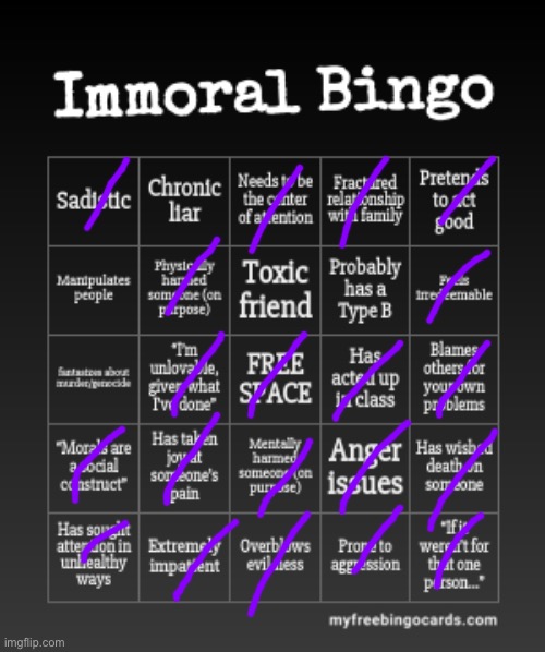 ok then | image tagged in immoral bingo | made w/ Imgflip meme maker