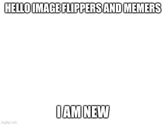 Blank White Template | HELLO IMAGE FLIPPERS AND MEMERS; I AM NEW | image tagged in blank white template | made w/ Imgflip meme maker