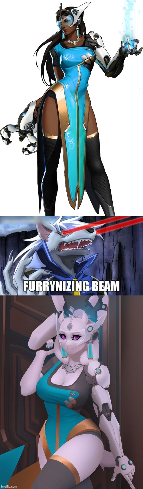 I feel like every Overwatch character is gonna get beamed xD (By Frieder1) | image tagged in furrynizing beam,furry,undertale,overwatch,toriel,memes | made w/ Imgflip meme maker