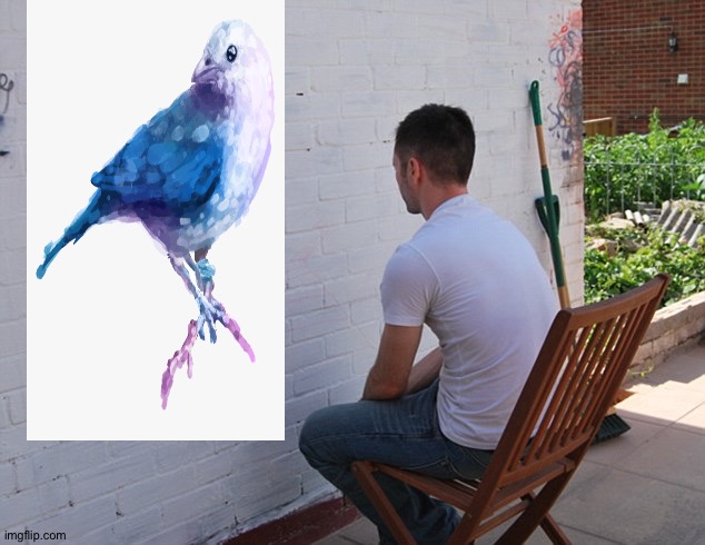 watching paint dry | image tagged in beautiful watercolor bird | made w/ Imgflip meme maker