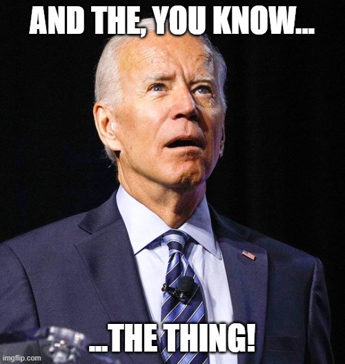 Joe Biden | AND THE, YOU KNOW... ...THE THING! | image tagged in joe biden | made w/ Imgflip meme maker