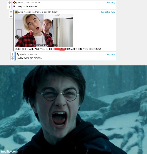 image tagged in harry potter angry | made w/ Imgflip meme maker