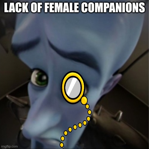 LACK OF FEMALE COMPANIONS | image tagged in funny memes | made w/ Imgflip meme maker