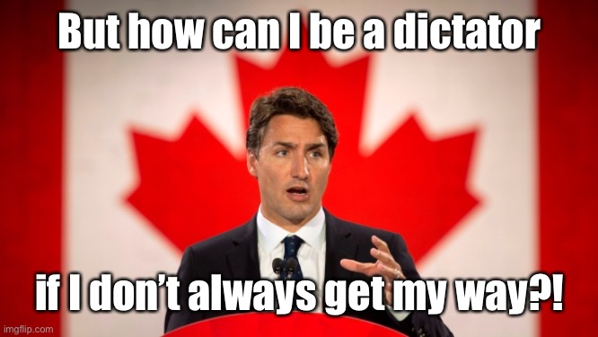 Justin Trudeau | But how can I be a dictator if I don’t always get my way?! | image tagged in justin trudeau | made w/ Imgflip meme maker