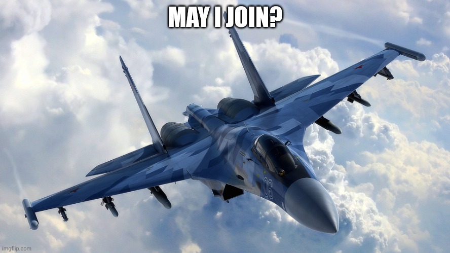 Fighter Jet | MAY I JOIN? | image tagged in fighter jet | made w/ Imgflip meme maker