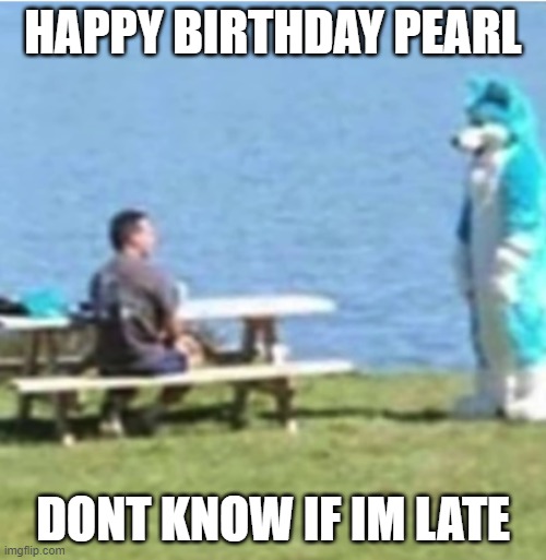 idk if late | HAPPY BIRTHDAY PEARL; DONT KNOW IF IM LATE | image tagged in furry staring | made w/ Imgflip meme maker