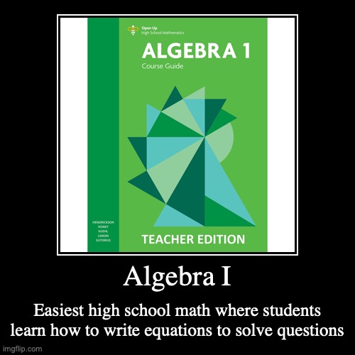 Algebra I | image tagged in demotivationals,school,math | made w/ Imgflip demotivational maker