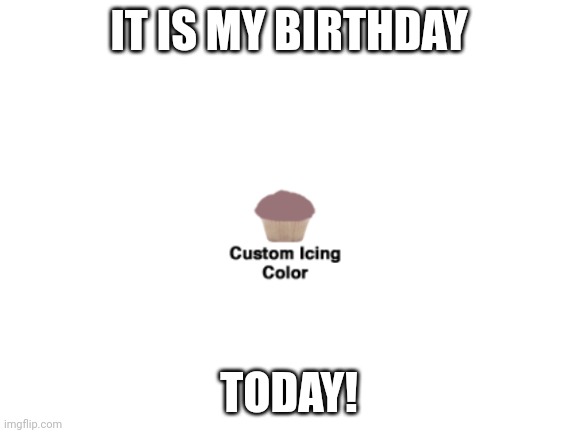 Blank White Template | IT IS MY BIRTHDAY; TODAY! | image tagged in blank white template | made w/ Imgflip meme maker