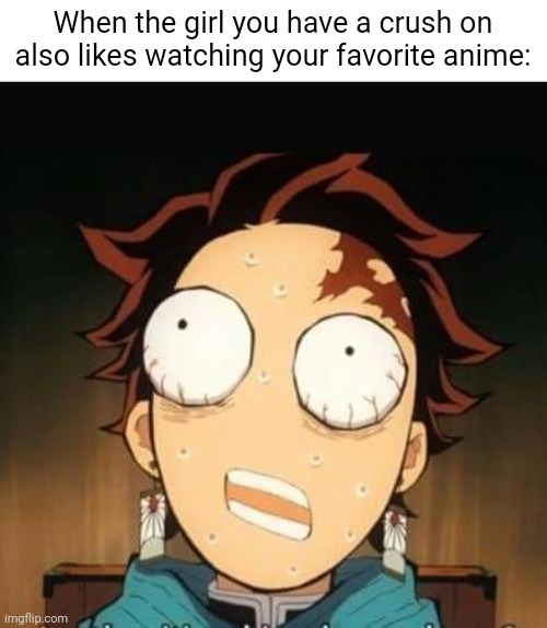 It's rare | When the girl you have a crush on also likes watching your favorite anime: | image tagged in e | made w/ Imgflip meme maker
