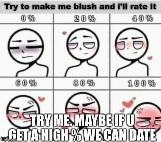 E |  TRY ME. MAYBE IF U GET A HIGH % WE CAN DATE | image tagged in e | made w/ Imgflip meme maker