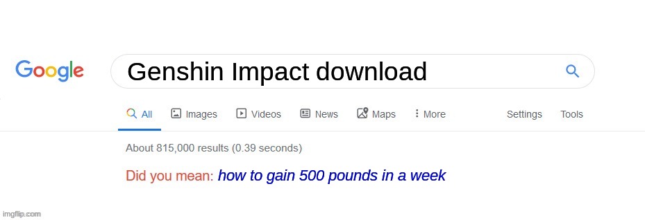 Discord mod 101 | Genshin Impact download; how to gain 500 pounds in a week | image tagged in did you mean,memes,google search | made w/ Imgflip meme maker