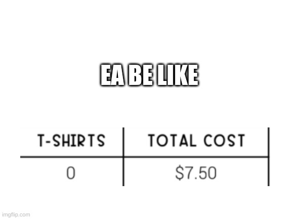 please pay 8$ to open ea shop | EA BE LIKE | image tagged in blank white template | made w/ Imgflip meme maker