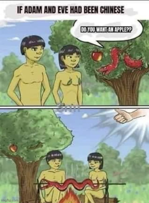 What a wonderful world | image tagged in adam and eve,apple,no thanks,meat | made w/ Imgflip meme maker
