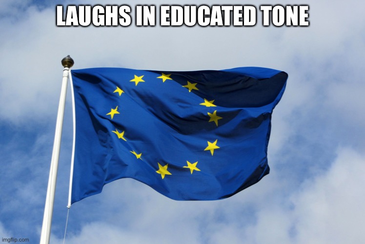 European flag | LAUGHS IN EDUCATED TONE | image tagged in european flag | made w/ Imgflip meme maker
