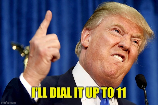 Donald Trump | I'LL DIAL IT UP TO 11 | image tagged in donald trump | made w/ Imgflip meme maker