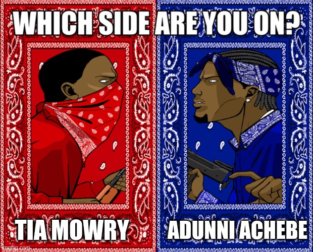 Which Side Are You On? | TIA MOWRY ADUNNI ACHEBE | image tagged in which side are you on | made w/ Imgflip meme maker