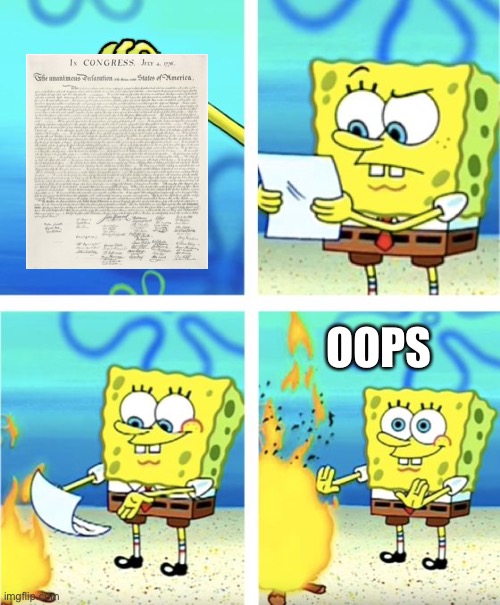 Oops wrong paper | OOPS | image tagged in spongebob burning paper,oops,funny,meme,funny memes | made w/ Imgflip meme maker