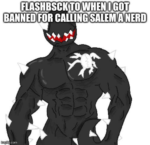 Giga Spike | FLASHBSCK TO WHEN I GOT BANNED FOR CALLING SALEM A NERD | image tagged in giga spike | made w/ Imgflip meme maker