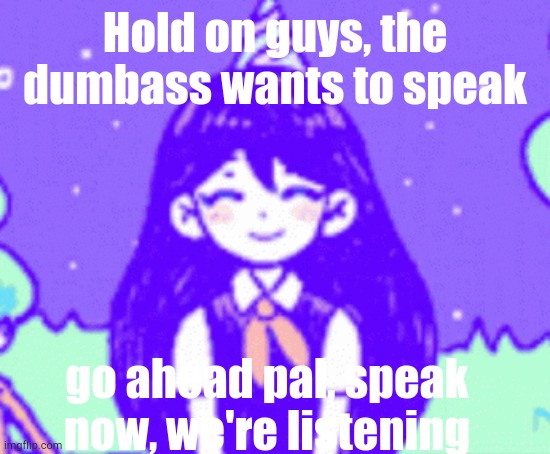 Hold on guys, the dumbass wants to speak; go ahead pal, speak now, we're listening | made w/ Imgflip meme maker